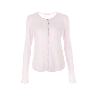 wana try100%羊毛韩系温婉针织开衫2025早秋新品粉紫色百搭上衣女