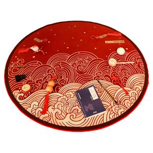 新中式一周岁抓周地垫宝宝中式生日装饰国风前程似锦地毯布置道具