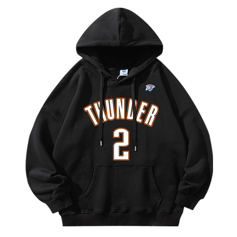 雷霆队SGA亚历山大2号篮球球衣连帽卫衣男宽青少年松秋冬训练外套