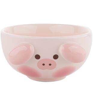 可爱小猪陶瓷碗釉下彩家用个人儿童专用餐具2025新款吃饭碗可微波