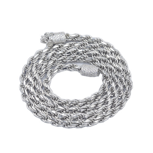 WBJ定制珠宝5mm钻扣麻花链S925银纯 银镀金 嘻哈 项链Twist chain
