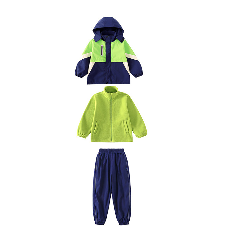 小学生校服班服三件套一年级冲锋衣套装儿童秋冬季绿色幼儿园园服