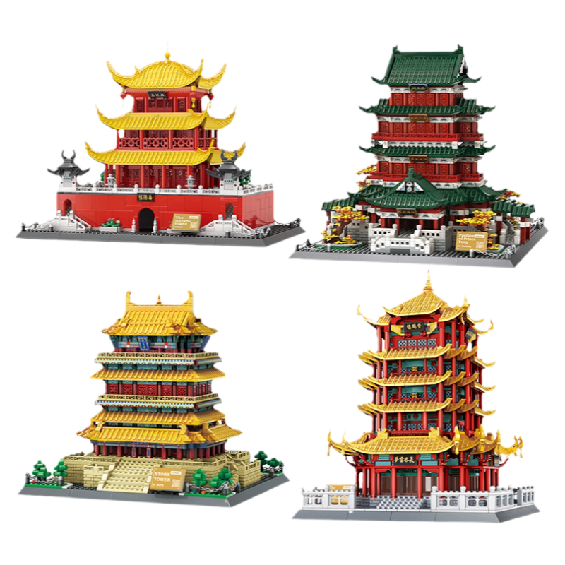 万格积木古建筑系列小颗粒积木