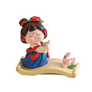 西安文创纪念品古风唐仕女手机支架桌面可爱办公室装饰摆件小礼物