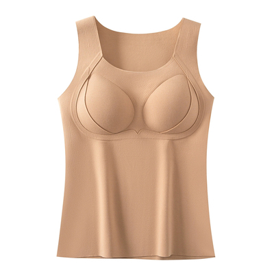 德绒无痕修身大码纯色保暖背心女