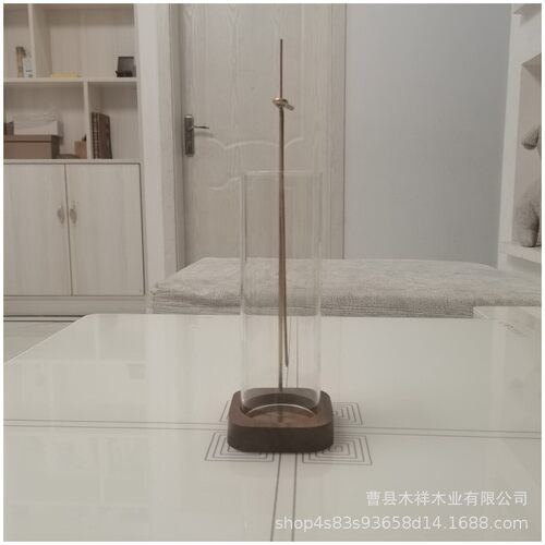 木质香熏架倒流香炉黄铜香插架木制底座办公家居室内摆件香薰炉