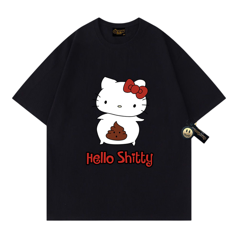 drew笑脸潮牌Kitty百搭纯棉t恤衫