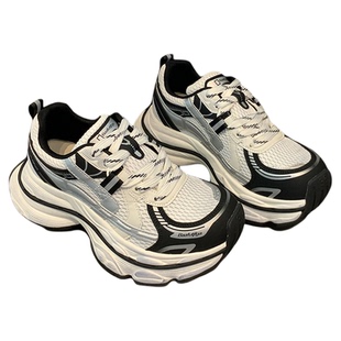 YOUNGER LURE2025年新款秋季银色灰色小个子女生内增高厚底老爹鞋