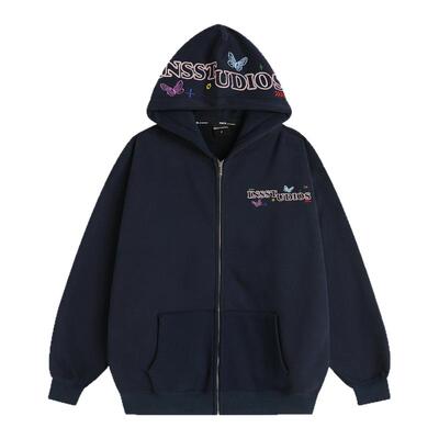INSstudios手绘蝴蝶刺绣连帽卫衣