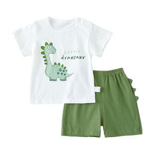 儿童夏季短袖短裤男女童上衣分体二件套薄款宝宝纯棉半袖套装夏装