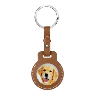 苹果AirTag保护套真皮 照片定制diy钥匙扣宠物保护壳真皮革全包