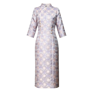 早春改良宋锦旗袍女2026新款春季优雅气质高级感妈妈婚宴订婚礼服