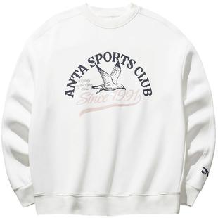 安踏印花套头卫衣女冬季新款磨毛保暖百搭休闲运动上衣162518703S