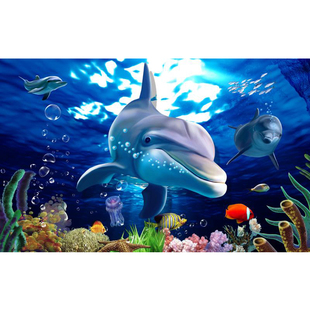 3d海洋主题壁画酒店ktv背景墙纸母婴店游泳馆儿童房海底世界壁纸