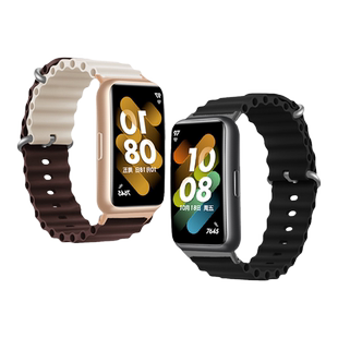 适用华为手环8/9/10海洋硅胶表带7/NFC运动智能手表七代可替换硅胶腕带柔软亲肤运动休闲男女款非原装配件