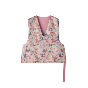 JINGJING2026新款“瑞兽百戏”复古气质V领百子百兽图新中式马甲