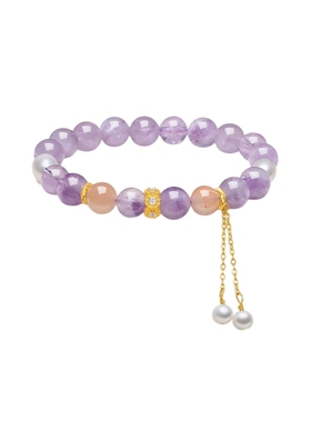 周六福紫晶手串女S925银手链手饰高级感小众百搭送女友圣诞礼物