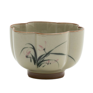 画续草木灰手绘兰花主人杯单杯女功夫茶具茶杯单个品茗杯男陶瓷