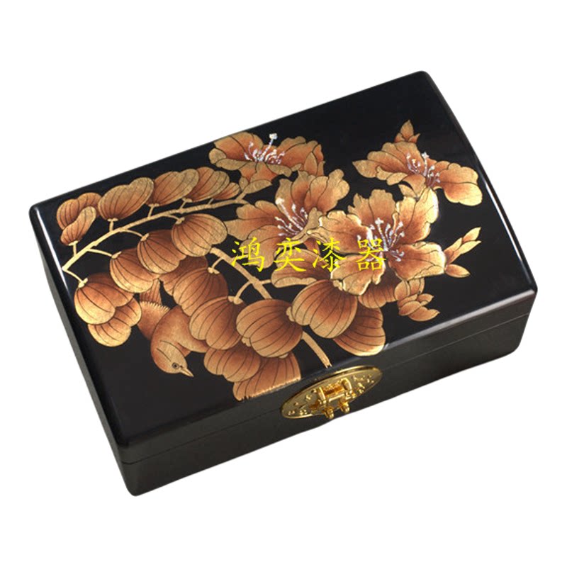 漆器木质带锁首饰盒婚庆礼品