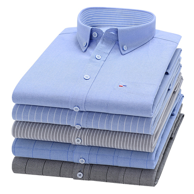 保罗秋季纯棉长袖男士衬衫牛津纺