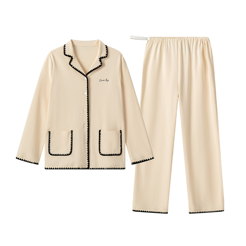 嫚熙月子服秋冬火山小磨毛孕妇纯棉睡衣保暖产妇哺乳家居服套装