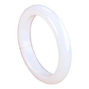 天然和田玉羊脂白玉手镯女款宽条扁条玉镯新疆玉石白玉镯子礼物