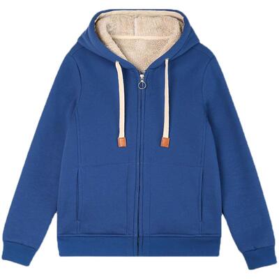 羊羔绒卫衣外套女秋冬2025新款加绒加厚冬装连帽开衫女士短款上衣