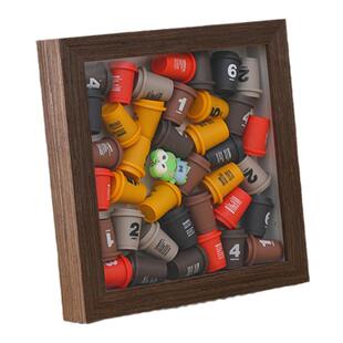 实木中空三顿半咖啡罐数字随行杯diy玩具收纳盒挂墙展示相框摆台