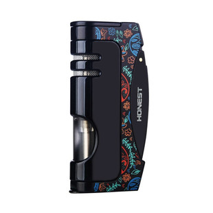 HONEST百诚充气打火机直冲蓝焰防风金属个性雪茄刀创意高档男礼物
