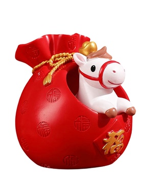 马年生肖小摆件袋袋有钱树脂摆件