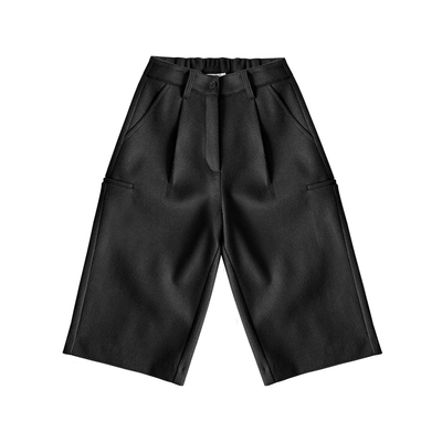 呢料阔腿裙裤/橡筋腰呢料八分裤