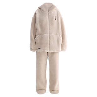 TeenieWeenie小熊绒绒睡衣女款秋冬季加厚连帽保暖男士家居服套装