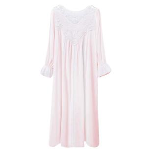 高级感女款睡裙女纯棉宫廷风长款家居服复古法式女士白色睡衣长袖