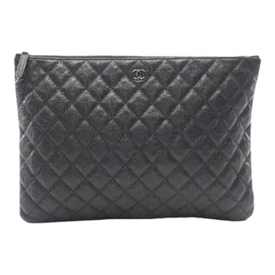 中古Chanel香奈儿女包B级9新second bag手提包牛皮手拿包黑色