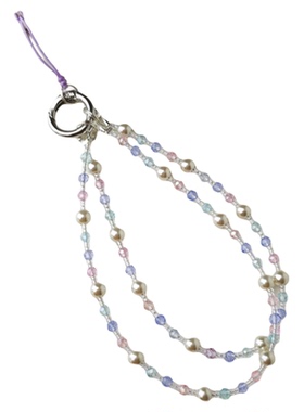 淡粉色琉璃串珠手腕款手机挂绳