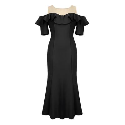 紫嫣红藤小礼服抹胸一字领鱼尾裙