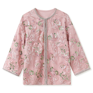 国风高端气质刺绣设计轻奢上衣新中式重工亮片钉珠时髦外套 N2080