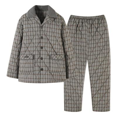 睡衣男士秋冬梭织夹棉长袖家居服