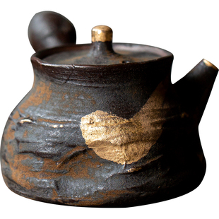 三点水柴烧彩金手工急须侧把壶家用茶具单壶带过滤高档陶瓷泡茶壶