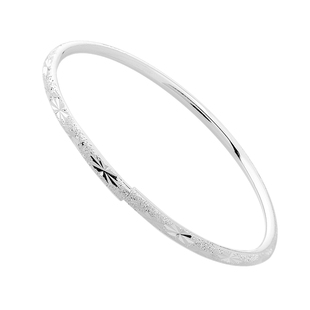银子手镯9999纯银镯子新款实心开口送女朋友足银银饰满天星银手镯