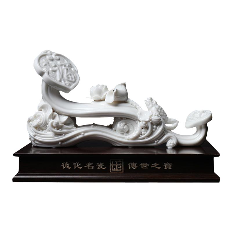 戴玉堂陶瓷摆件《玉莲福如意》苏友德德化白瓷客厅装饰艺术品