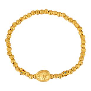 新中式国潮风龟壳「富甲一方」串珠手链设计沙金仿真黄金招财古法