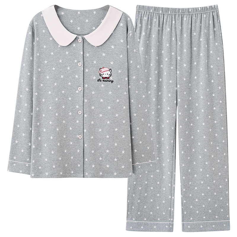 睡衣女款2026新款春秋季带胸垫一体式纯棉公主风可外穿家居服套装