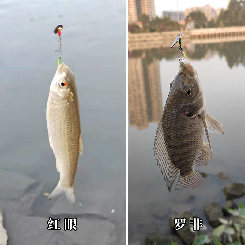 不伤线磁环瓜子亮片路亚饵套装绑好双钩即用线组白条马口路亚假饵