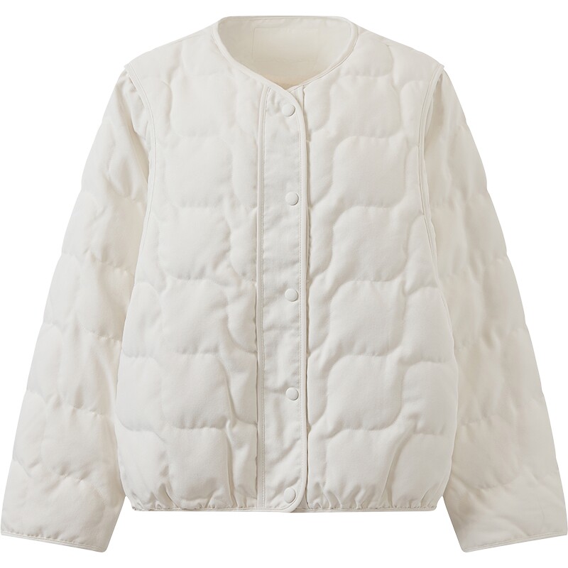 【90白鸭绒】播26冬新品短款轻薄休闲宽松白色羽绒服女DDT4RD7003