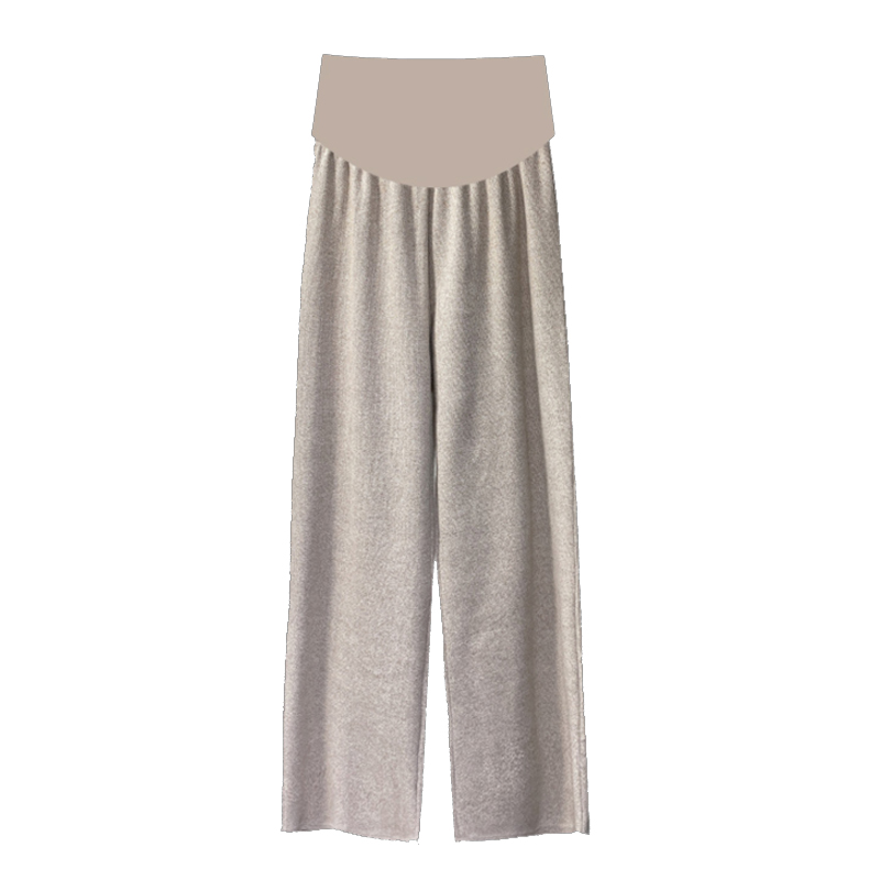 孕妇针织阔腿裤子秋冬季不勒肚子外穿孕期托腹打底裤休闲拖地长裤