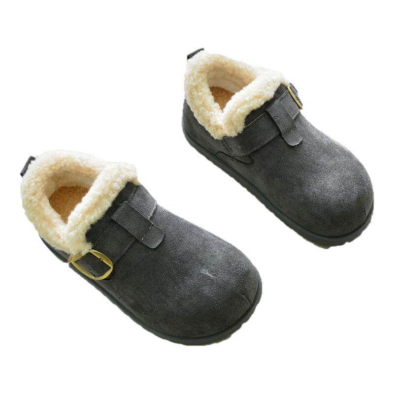 冬季羊羔毛及踝平底雪地靴女
