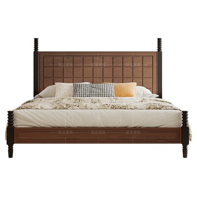 法式双人白蜡木复古实木床