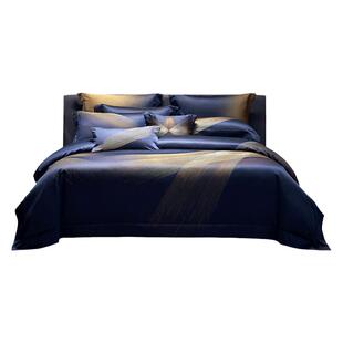 MINE/寐100支埃及长绒棉提花纯棉四件套全棉床笠款床单被套 夜阑