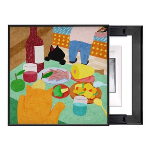 正方形高级电表箱装饰画抽象艺术挂画创意开关盒强弱电箱遮丑壁画